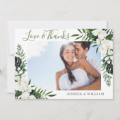 Elegant White Orchids Bohemian Wedding PHOTO Bedankkaart (Voorkant)