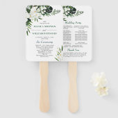 Elegant White Orchids Bohemian Wedding Programme Handwaaier (Voorkant en achterkant)