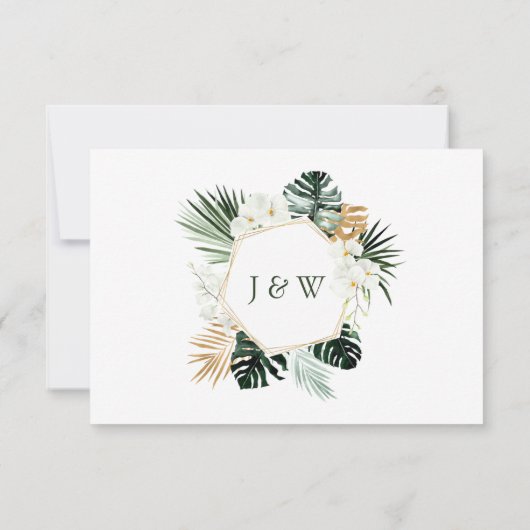 Elegant White Orchids Bohemian Wedding RSVP Kaart (Achterkant)