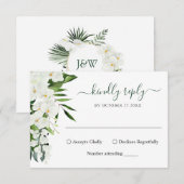 Elegant White Orchids Bohemian Wedding RSVP Kaart (Voorkant / Achterkant)