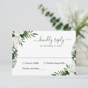 Elegant White Orchids Bohemian Wedding RSVP Kaartje