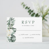Elegant White Orchids Bohemian Wedding RSVP Kaartje (Staand voorkant)