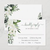 Elegant White Orchids Bohemian Wedding RSVP Kaartje (Voorkant / Achterkant)