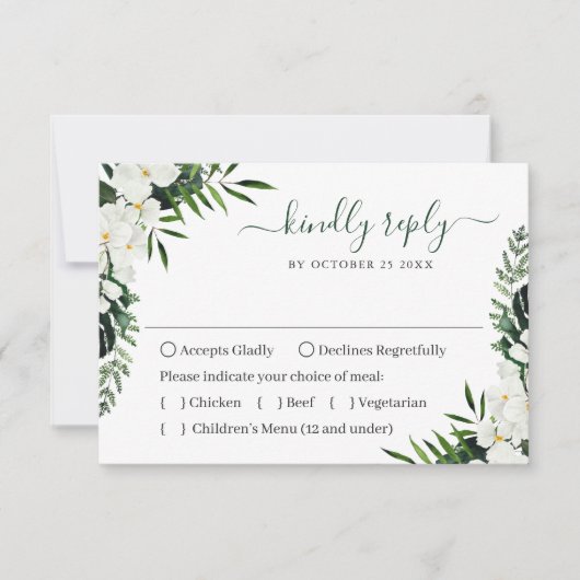 Elegant White Orchids Bohemian Wedding RSVP Kaartje (Voorkant)