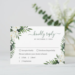 Elegant White Orchids Bohemian Wedding RSVP Kaartje