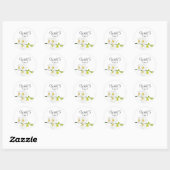 Elegant White Orchids Couple's Initialen & Date Ronde Sticker (Vel)