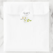 Elegant White Orchids Couple's Initialen & Date Ronde Sticker (Tas)