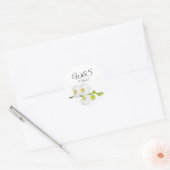 Elegant White Orchids Couple's Initialen & Date Ronde Sticker (Envelop)