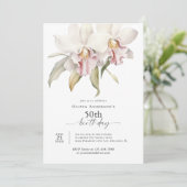 Elegant White Orchids Floral 50th Birthday Kaart (Staand voorkant)