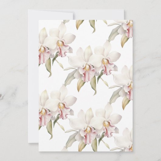 Elegant White Orchids Floral 65th Birthday Kaart (Achterkant)