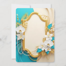Elegant White Orchids Gold Frame Kaart