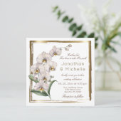 Elegant White Orchids Gold Lijst Christelijk bruil Kaart (Staand voorkant)