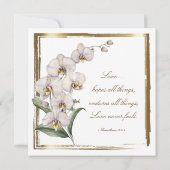 Elegant White Orchids Gold Lijst Christelijk bruil Kaart (Achterkant)