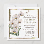 Elegant White Orchids Gold Lijst Christelijk bruil Kaart (Voorkant)