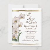 Elegant White Orchids Gold Lijst Christelijk Save The Date (Voorkant)