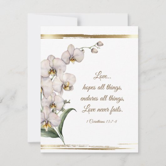 Elegant White Orchids Gold Lijst Christelijk Save The Date (Achterkant)
