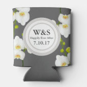 Elegant White Orchids & Gray Wedding Blikjeskoeler (Achterkant)