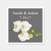 Elegant White Orchids & Medium Gray Wedding Servetten (Voorkant)