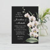 Elegant White Orchids op Black Christelijk Weddens Kaart (Staand voorkant)