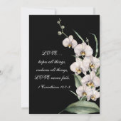 Elegant White Orchids op Black Christelijk Weddens Kaart (Achterkant)