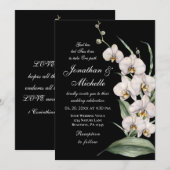 Elegant White Orchids op Black Christelijk Weddens Kaart (Voorkant / Achterkant)