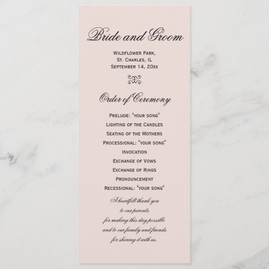 Elegant White Orchids over roze bruiloft Programmakaart (Achterkant)