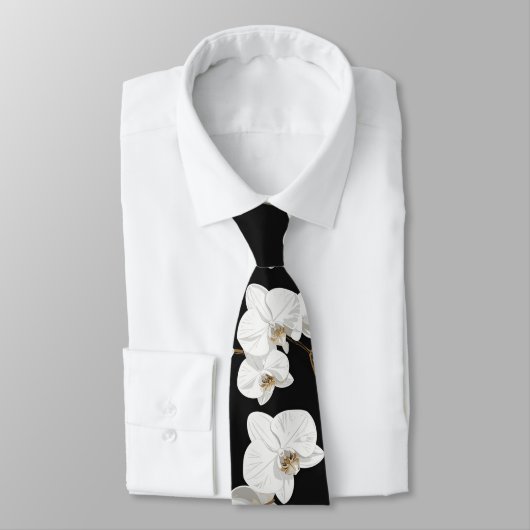 Elegant White Orchids Stropdas (Gebonden)