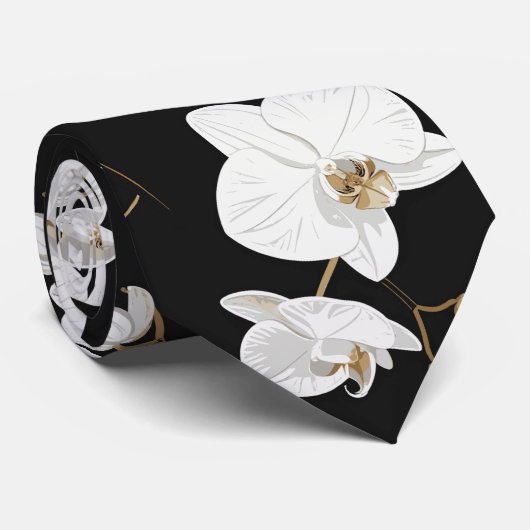 Elegant White Orchids Stropdas (Opgerold)