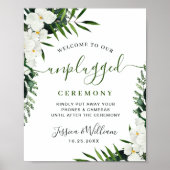 Elegant White Orchids Unplugged Wedding Ceremony Poster (Voorkant)