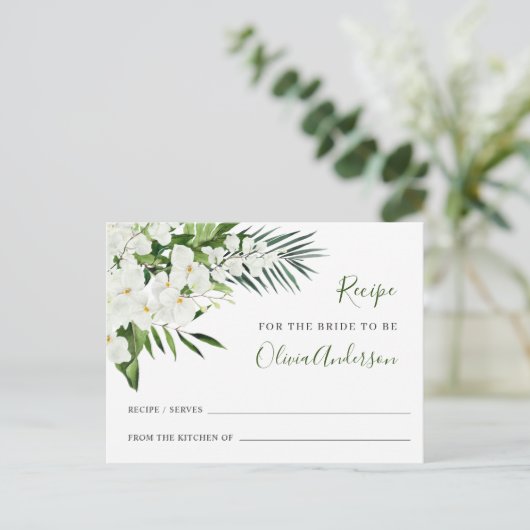 Elegant White Orchids Vrijgezellenfeest Recipcard Briefkaart (Staand voorkant)