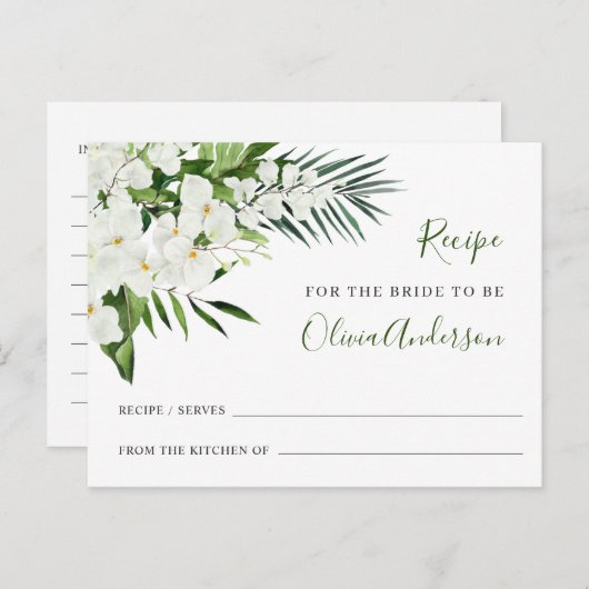 Elegant White Orchids Vrijgezellenfeest Recipcard Briefkaart (Voorkant / Achterkant)