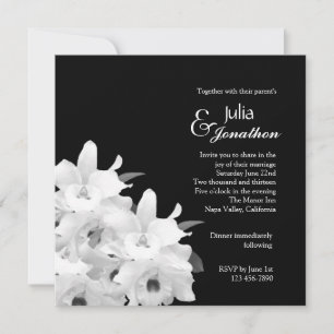 Elegant White Orchids Wedding Invitation Kaart