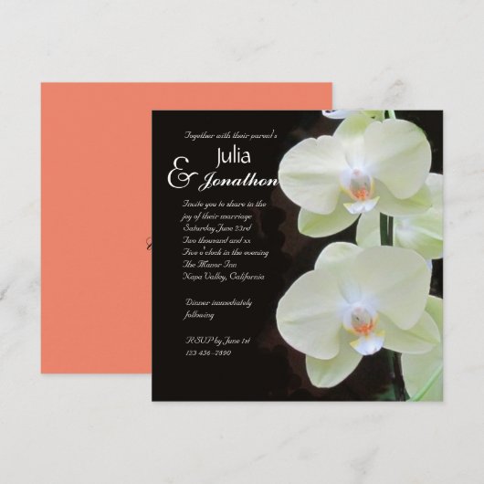 Elegant White Orchids Wedding Invitation Kaart (Voorkant / Achterkant)