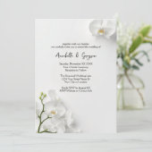 Elegant White Orchids Wedding Kaart (Staand voorkant)