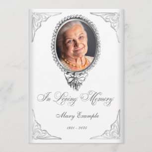 Elegant White Order of Service Mourning Cards Kaart