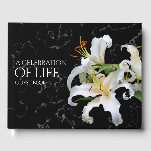 Elegant White Oriental Lilies Celebration of Life Gastenboek (Voorkant)