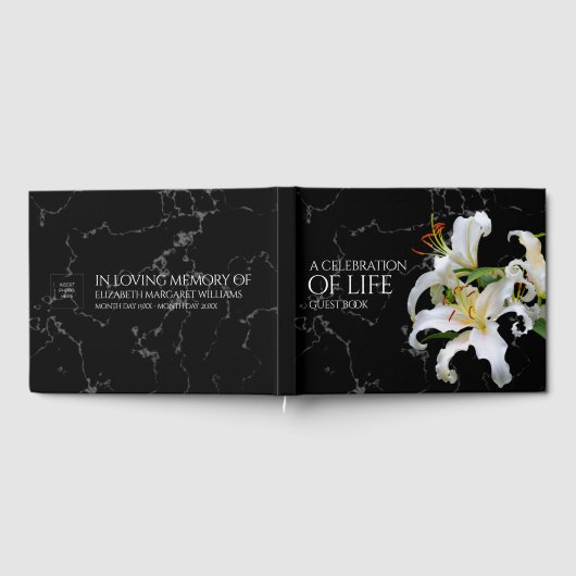 Elegant White Oriental Lilies Celebration of Life Gastenboek (Volledig)