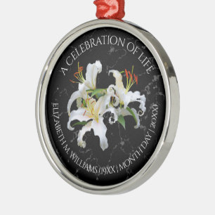 Elegant White Oriental Lilies Celebration of Life Metalen Ornament