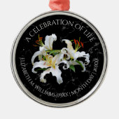 Elegant White Oriental Lilies Celebration of Life Metalen Ornament (Voorkant)