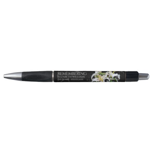 Elegant White Oriental Lilies Celebration of Life Pen (Voorkant)