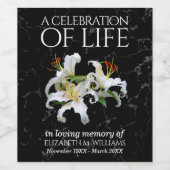 Elegant White Oriental Lilies Celebration of Life Wijn Etiket (Enkel label)