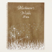 Elegant  White Outline Dandelions in Wind Planner (Voorkant)