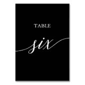 Elegant White over Black Calligraphy Table Six Kaart (Achterkant)