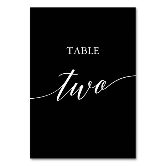 Elegant White over zwarte kalligrafie Tabel Twee Kaart (Achterkant)