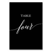 Elegant White over zwarte kalligrafie Tabel Vier Kaart (Achterkant)