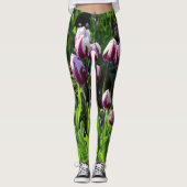 Elegant White Paars Flaming Flag Triumph Tulips Leggings (Voorkant)