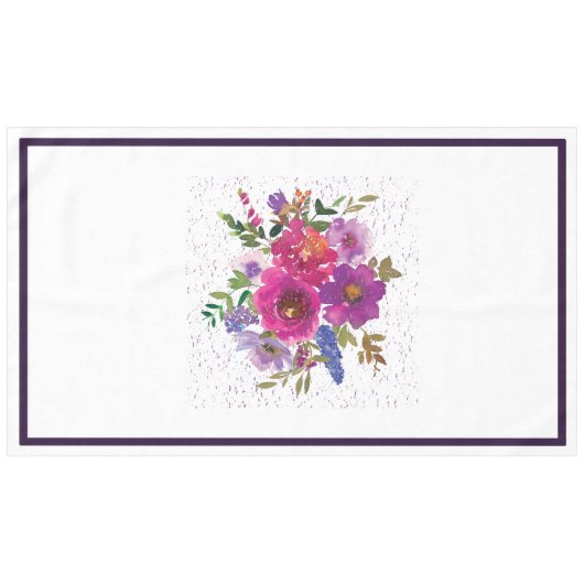 Elegant White Paars Flower Wedding Tablecloth Tafelkleed (Voorkant (Horizontaal))