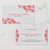 Elegant White paisley and Red Floral Lace Visitekaartje (Voorkant / Achterkant)