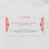 Elegant White paisley and Red Floral Lace Visitekaartje (Achterkant)