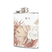 Elegant White Pampas Grass Floral Groomsmen Flask Heupfles (Links)